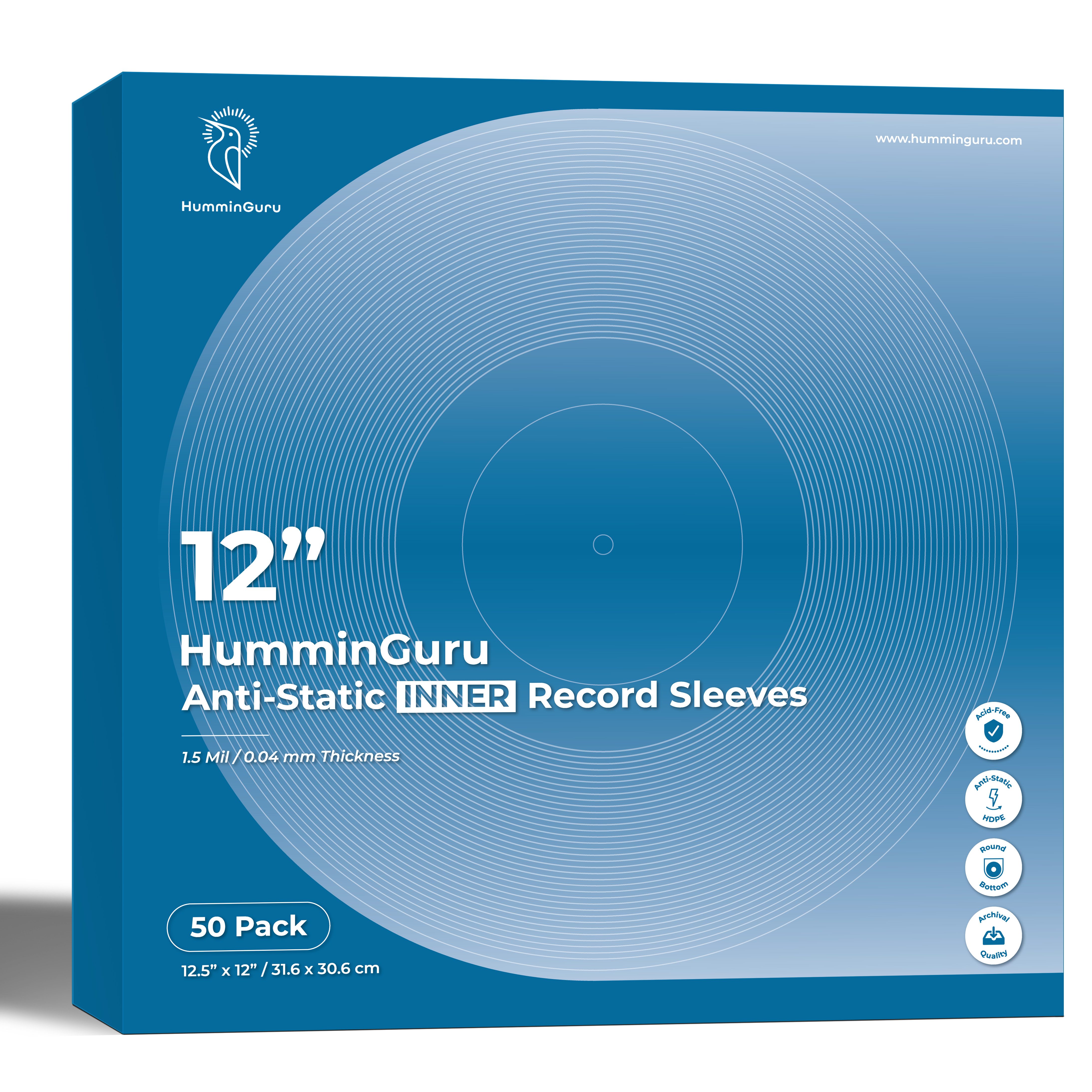 HumminGuru Pack de 50 pochettes intérieurs anti-statiques 0.04mm arrondies